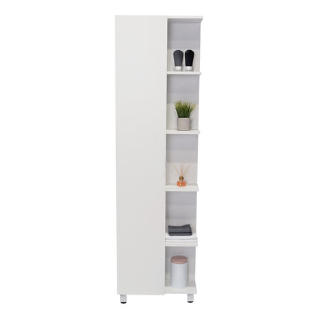 Mueble para Baño Esquinero Urano Blanco 51.2x158cm sin Cajones y con Cuatro Entrepaños - Gabinetes | Bylmo