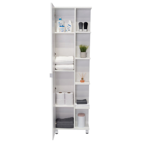 Mueble para Baño Esquinero Urano Blanco 51.2x158cm sin Cajones y con Cuatro Entrepaños - Gabinetes | Bylmo
