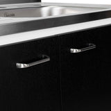 Mueble Inferior Napoles Wengue y Blanco 100x90cm con Mesón de Acero Inoxidable y con Pozuelo Lado Derecho - Cocinas | Bylmo