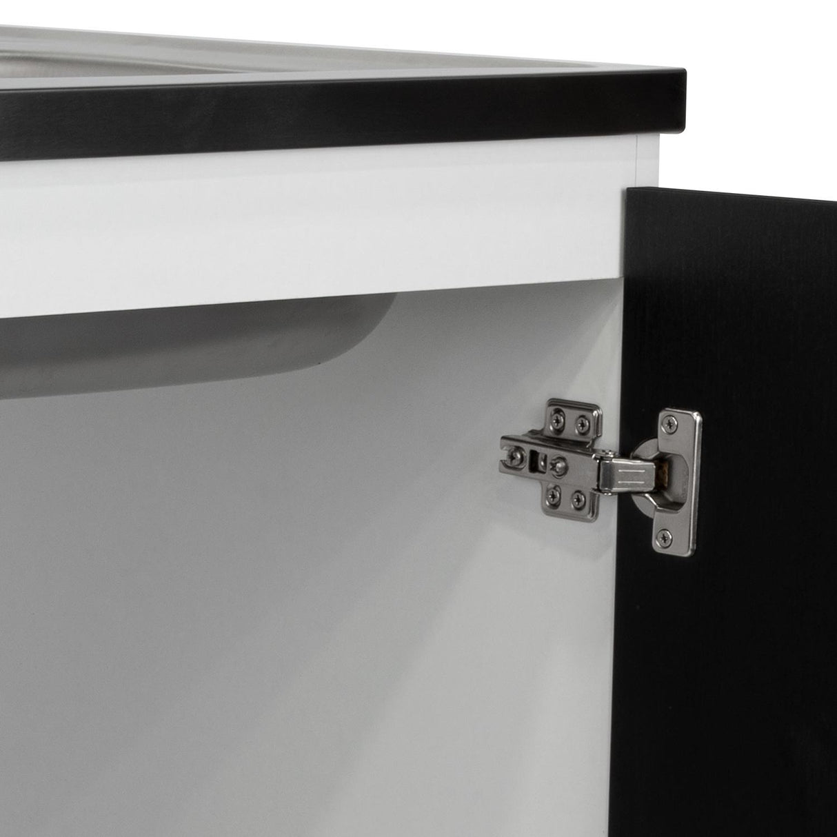 Mueble Inferior Napoles Wengue y Blanco 100x90cm con Mesón de Acero Inoxidable y con Pozuelo Lado Derecho - Cocinas | Bylmo