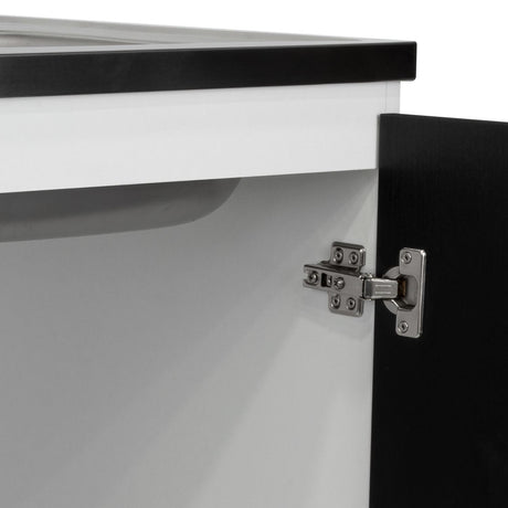 Mueble Inferior Napoles Wengue y Blanco 100x90cm con Mesón de Acero Inoxidable y con Pozuelo Lado Derecho - Cocinas | Bylmo