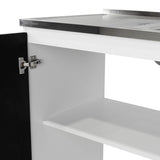 Mueble Inferior Napoles Wengue y Blanco 100x90cm con Mesón de Acero Inoxidable y con Pozuelo Lado Derecho - Cocinas | Bylmo