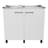 Mueble Inferior Napoles Blanco 100x89cm con Mesón de Acero Inoxidable y con Pozuelo Lado Izquierdo - Muebles Inferiores | Bylmo