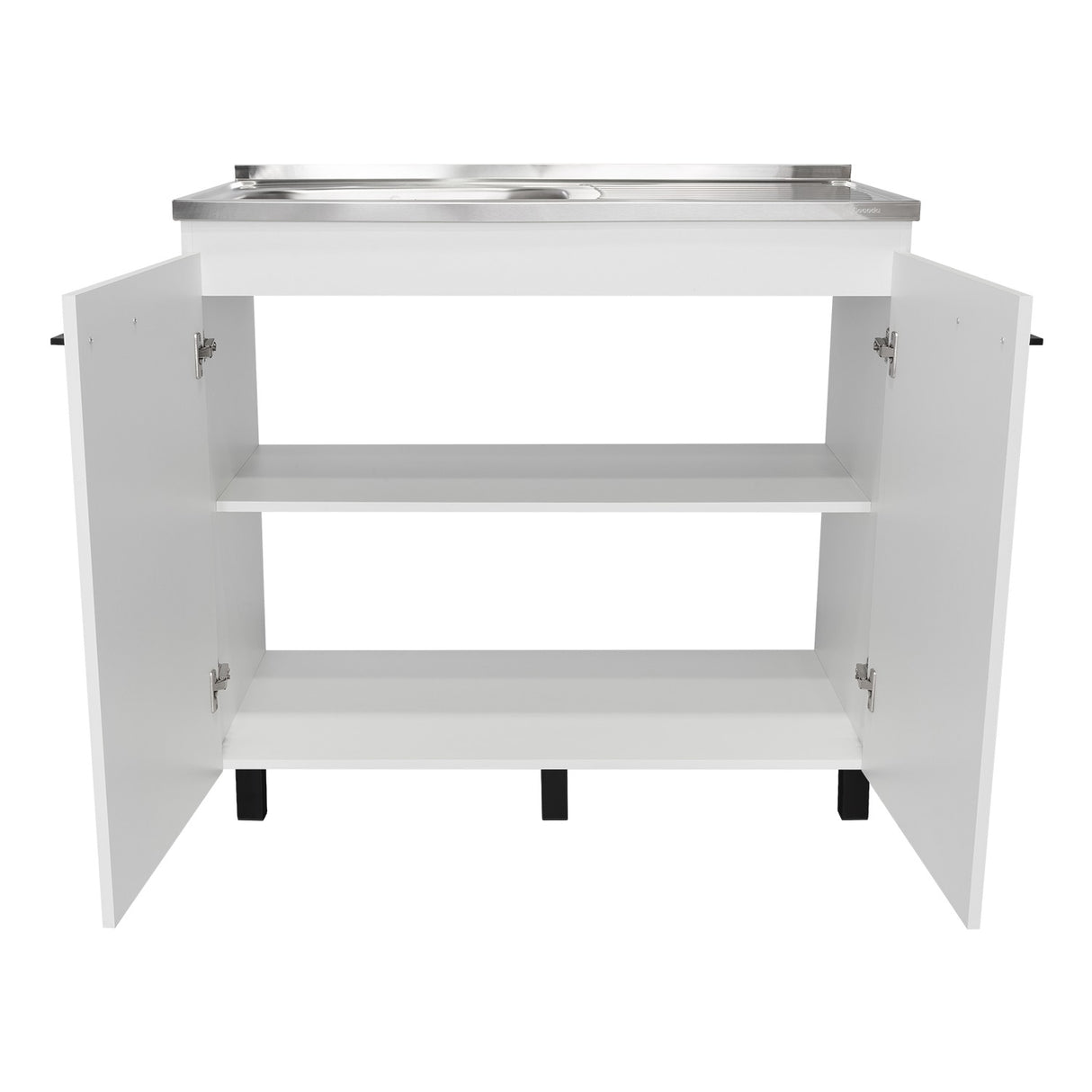 Mueble Inferior Napoles Blanco 100x89cm con Mesón de Acero Inoxidable y con Pozuelo Lado Izquierdo - Muebles Inferiores | Bylmo