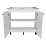 Mueble Inferior Napoles Blanco 100x89cm con Mesón de Acero Inoxidable y con Pozuelo Lado Izquierdo - Muebles Inferiores | Bylmo