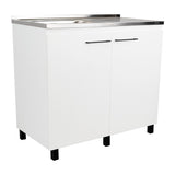 Mueble Inferior Napoles Blanco 100x89cm con Mesón de Acero Inoxidable y con Pozuelo Lado Izquierdo - Muebles Inferiores | Bylmo