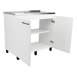 Mueble Inferior Napoles Blanco 100x89cm con Mesón de Acero Inoxidable y con Pozuelo Lado Izquierdo - Muebles Inferiores | Bylmo