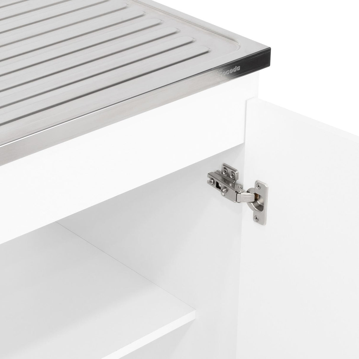 Mueble Inferior Napoles Blanco 100x89cm con Mesón de Acero Inoxidable y con Pozuelo Lado Izquierdo - Muebles Inferiores | Bylmo