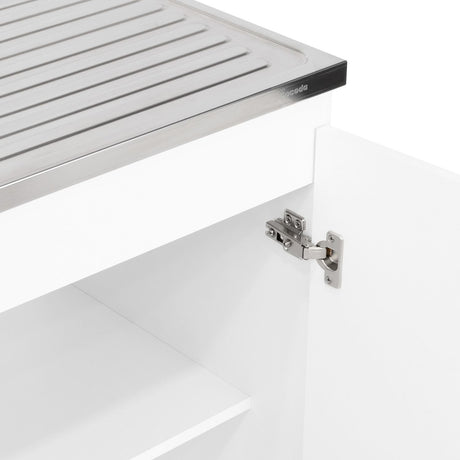 Mueble Inferior Napoles Blanco 100x89cm con Mesón de Acero Inoxidable y con Pozuelo Lado Izquierdo - Muebles Inferiores | Bylmo