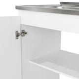 Mueble Inferior Napoles Blanco 100x89cm con Mesón de Acero Inoxidable y con Pozuelo Lado Izquierdo - Muebles Inferiores | Bylmo