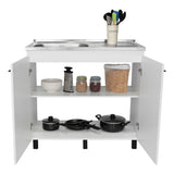 Mueble Inferior Napoles Blanco 100x89cm con Mesón de Acero Inoxidable y con Pozuelo Lado Izquierdo - Muebles Inferiores | Bylmo