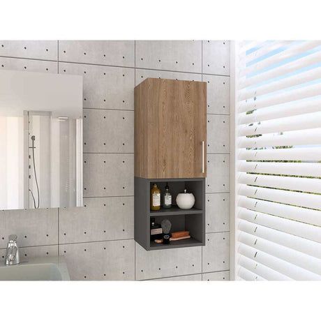 Gabinete de Baño Madrid Miel y Plomo 30x80cm Rectangular con Dos Entrepaños - Gabinetes | Bylmo