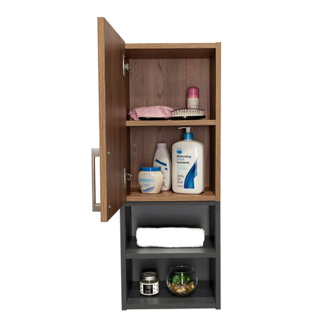 Gabinete de Baño Madrid Miel y Plomo 30x80cm Rectangular con Dos Entrepaños - Gabinetes | Bylmo