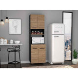 Mueble Microondas Luna Miel y Wengue 60 cm con Cuatro Puertas y Entrepaño - Muebles Organizadores | Bylmo
