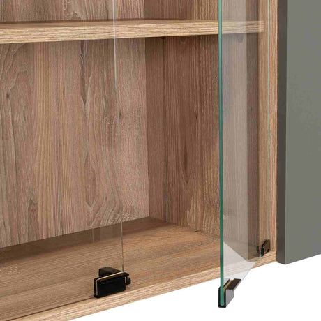 Mueble Superior de Cocina Miel y Plomo 150x60cm con Seis Puertas con Locero - Cocinas | Bylmo