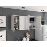 Mueble Superior de Cocina Blanco 120x60cm con Un Entrepaño y con Cuatro Puertas