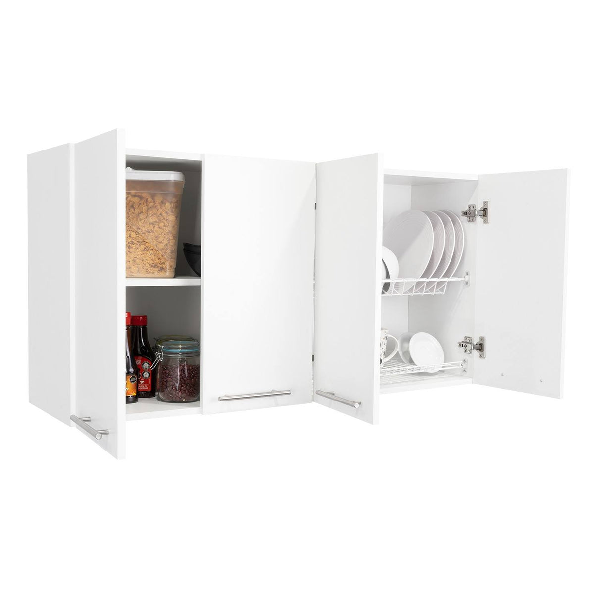 Mueble Superior de Cocina Blanco 120x60cm con Un Entrepaño y con Cuatro Puertas