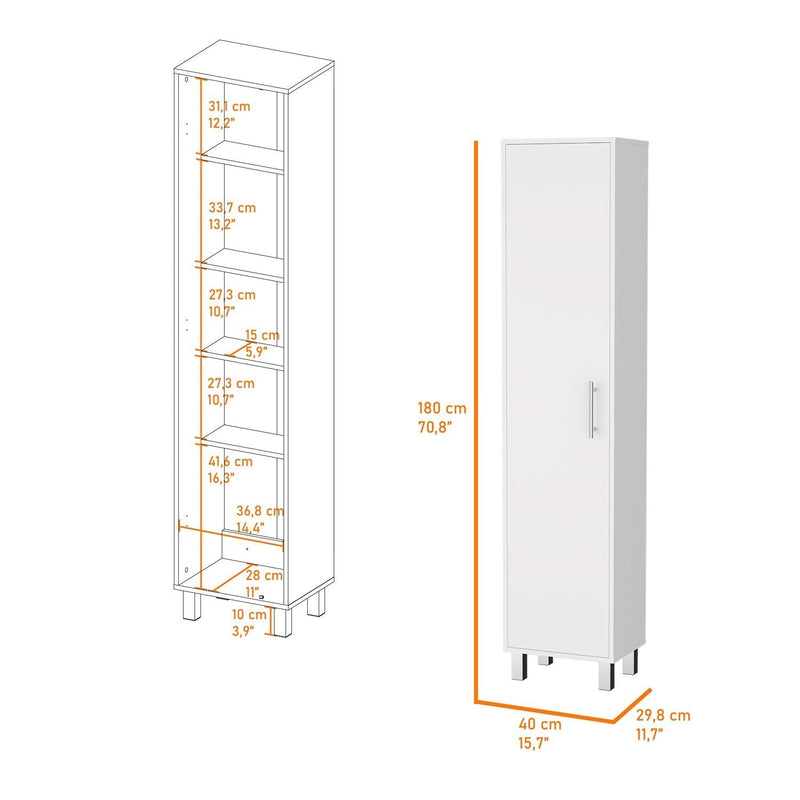 Mueble de Aseo Laska Blanco 40 cm con Entrepaños y Colgadero