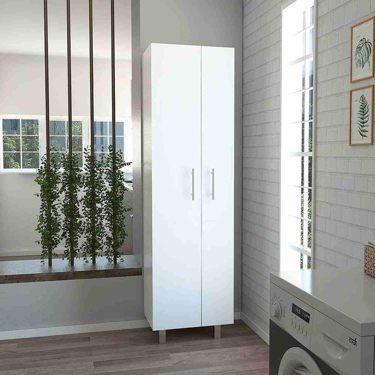 Mueble de Aseo Nala Blanco 51x181.1cm con Dos Puertas - Muebles Organizadores | Bylmo