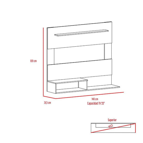 Panel de TV Beijing Wengue 140x120cm Para TV Hasta 55 Pulgadas sin Cajones
