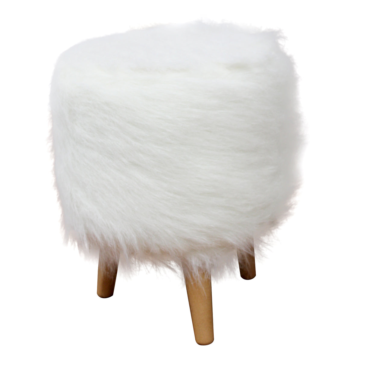 Puff Andy Blanco 31 cm con Patas de Madera - Sillas | Bylmo