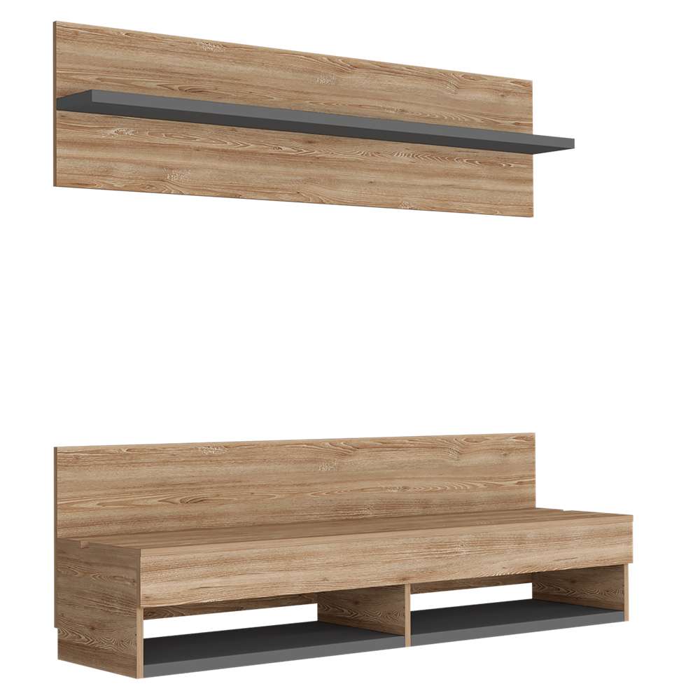 Panel de TV 2AZ Miel 137.7x134.6cm para TV Hasta 60 Pulgadas y con Dos Compartimientos