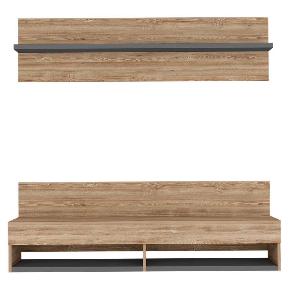 Panel de TV 2AZ Miel 137.7x134.6cm para TV Hasta 60 Pulgadas y con Dos Compartimientos