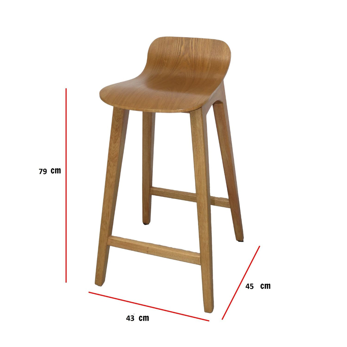 Silla Madrid Madera 43x70cm Asiento Cuadrado con Espaldar - Sillas y Butacos | Bylmo