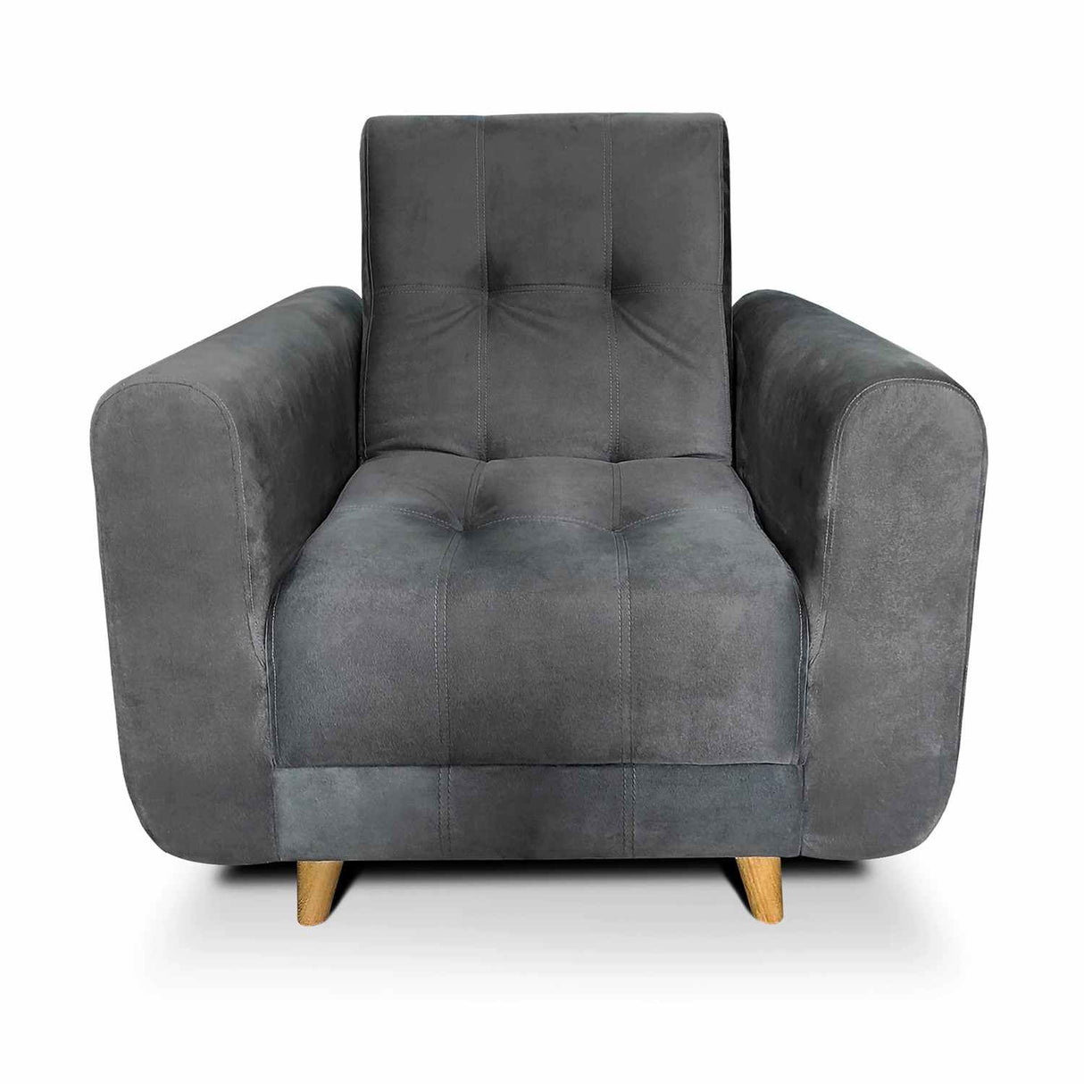 Sala Clic Clac Archer Azul 210 cm con Sofá de 3 Puestos y 2 Poltronas Reclinables Grises