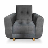 Sala Clic Clac Archer Azul 210 cm con Sofá de 3 Puestos y 2 Poltronas Reclinables Grises