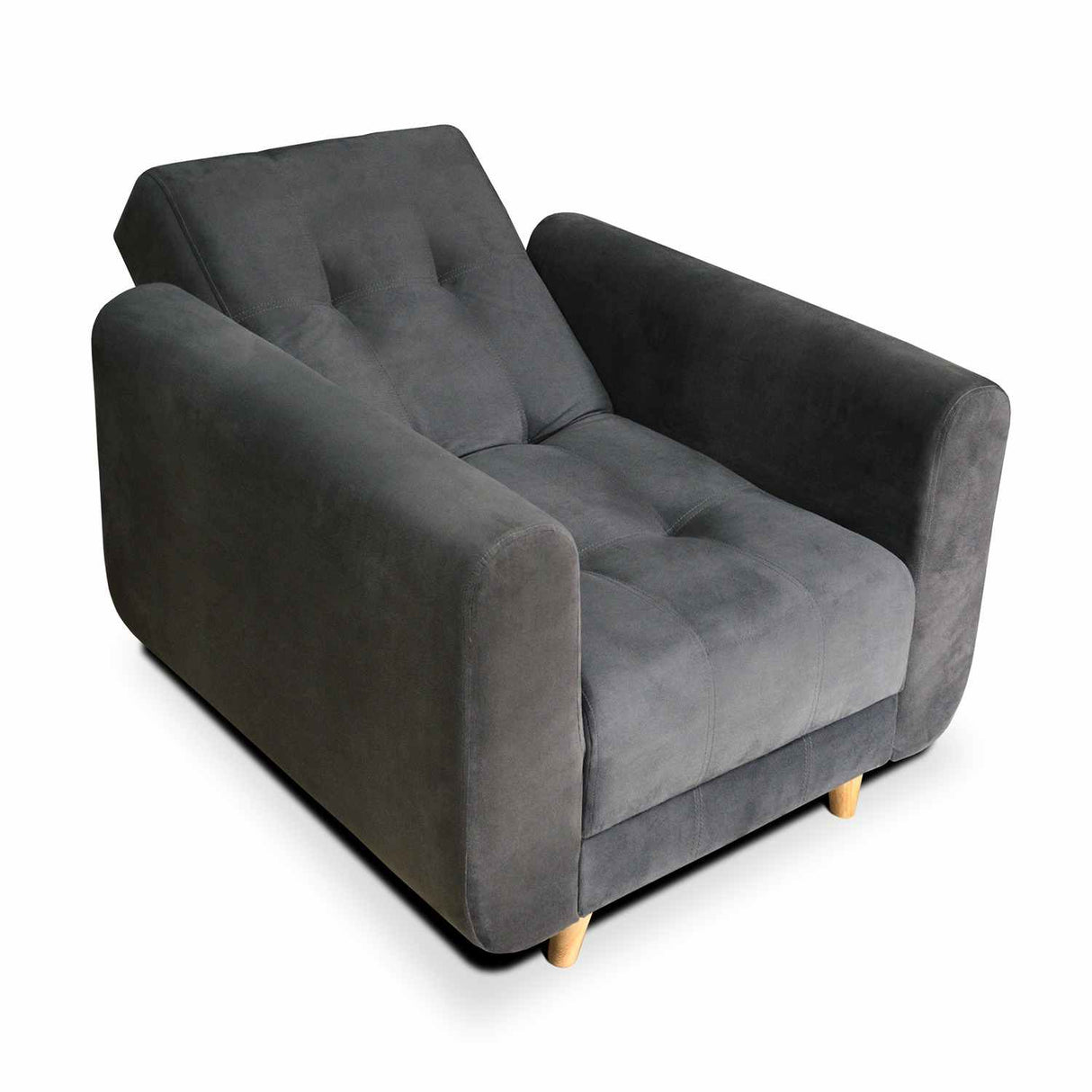 Sala Clic Clac Archer Azul 210 cm con Sofá de 3 Puestos y 2 Poltronas Reclinables Grises