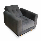 Sala Clic Clac Archer Azul 210 cm con Sofá de 3 Puestos y 2 Poltronas Reclinables Grises