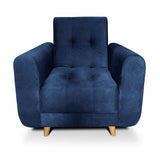 Sala Clic Clac Archer Azul 210 cm con Sofá de 3 Puestos y 2 Poltronas Reclinables
