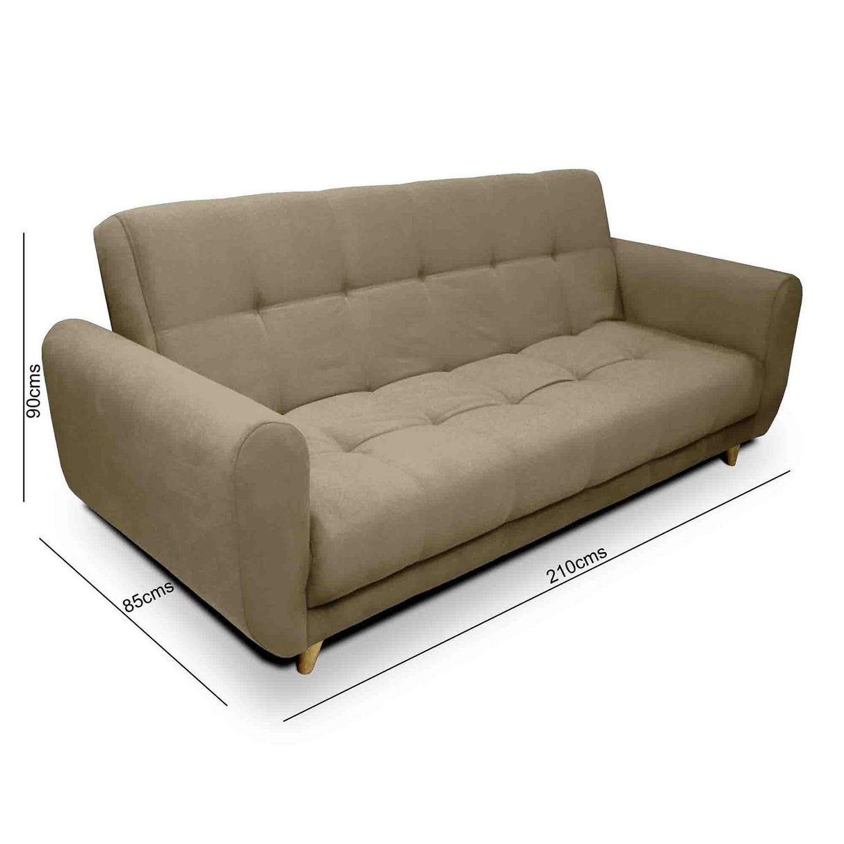 Sala Clic Clac Archer Camel 210 cm con Sofá de 3 Puestos y 2 Poltronas Reclinables