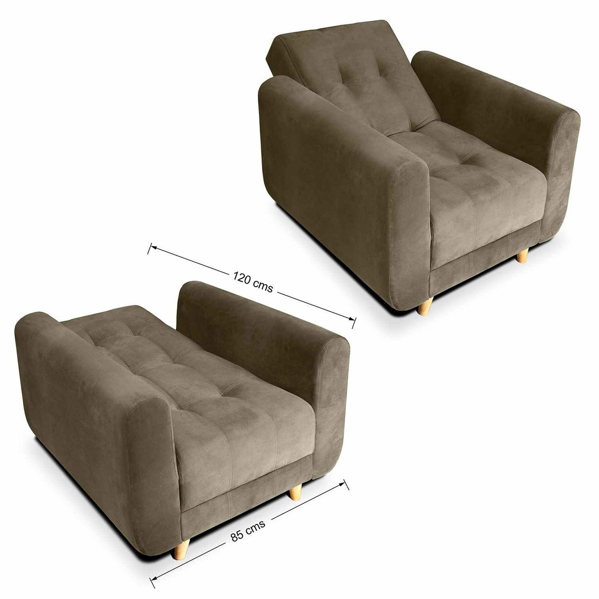 Sala Clic Clac Archer Camel 210 cm con Sofá de 3 Puestos y 2 Poltronas Reclinables