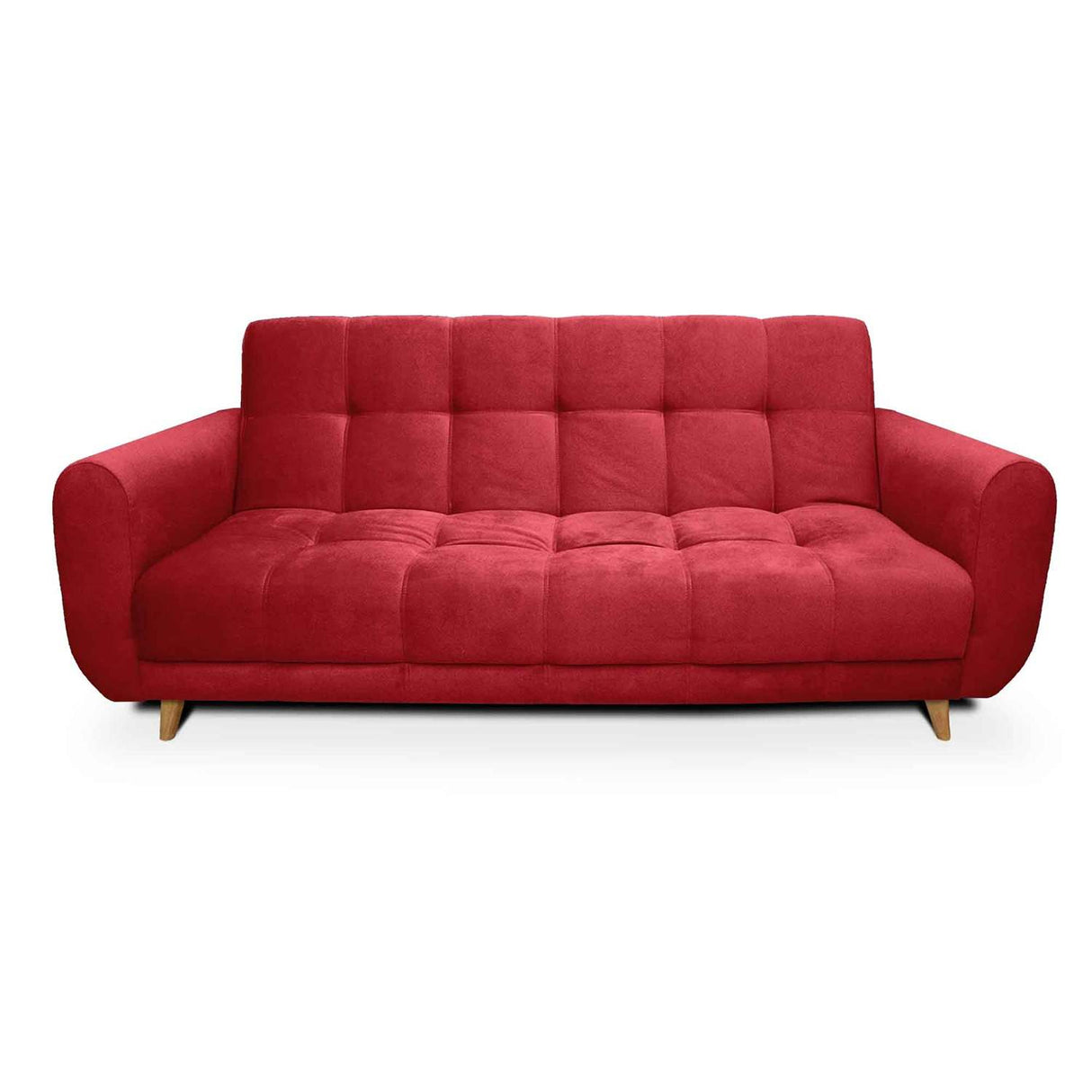 Sala Clic Clac Archer Rojo 210 cm con Sofá de 3 Puestos y 2 Poltronas Reclinables Camel