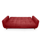 Sala Clic Clac Archer Rojo 210 cm con Sofá de 3 Puestos y 2 Poltronas Reclinables Camel