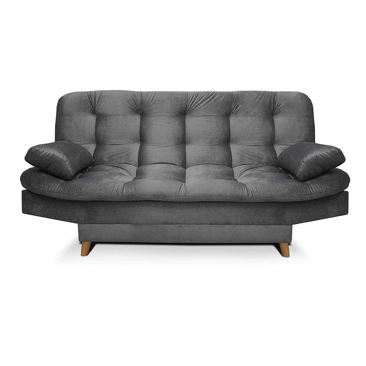 Sala Clic Clac Fendik Gris 210 cm con Sofá de 3 Puestos, 2 Poltronas Reclinables y Cojines Decorativos