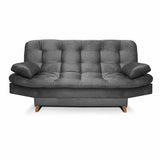 Sala Clic Clac Fendik Gris 210 cm con Sofá de 3 Puestos, 2 Poltronas Reclinables y Cojines Decorativos