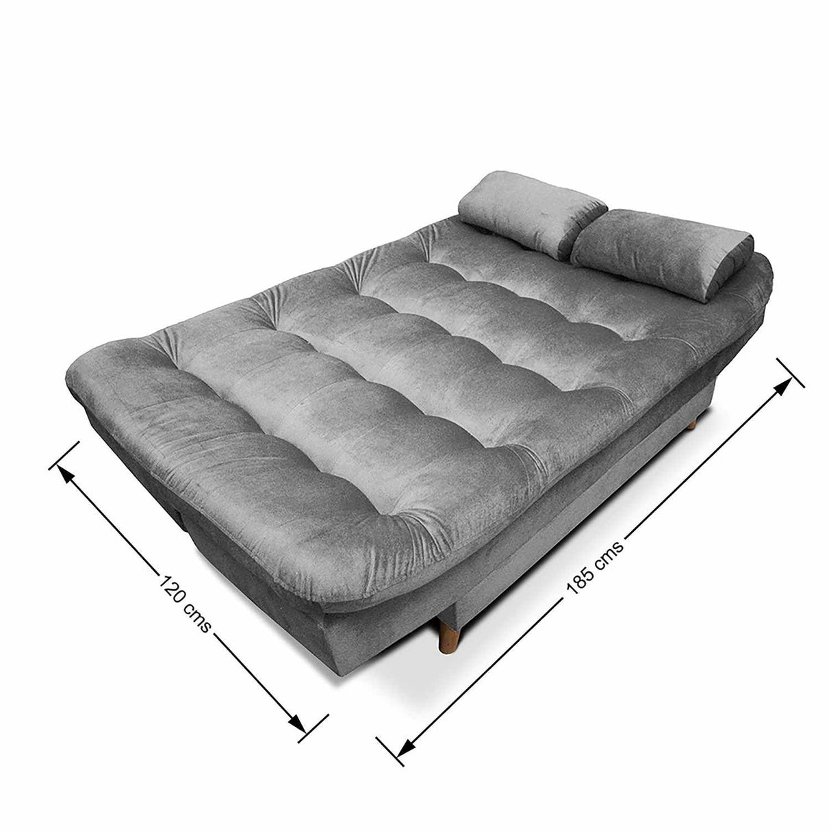 Sala Clic Clac Fendik Gris 210 cm con Sofá de 3 Puestos, 2 Poltronas Reclinables y Cojines Decorativos