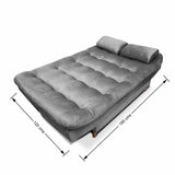 Sala Clic Clac Fendik Gris 210 cm con Sofá de 3 Puestos, 2 Poltronas Reclinables y Cojines Decorativos