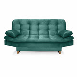 Sala Clic Clac Fendik Turquesa 210 cm con Sofá de 3 Puestos, 2 Poltronas Reclinables y Cojines Decorativos
