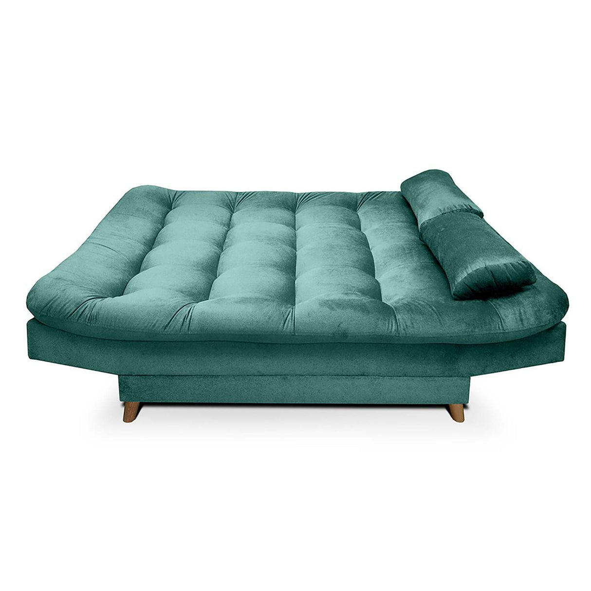 Sala Clic Clac Fendik Turquesa 210 cm con Sofá de 3 Puestos, 2 Poltronas Reclinables y Cojines Decorativos