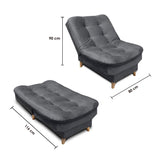Silla Poltrona fendik Gris 80x90cm De Un Puesto Reclinable con Apoya Brazos