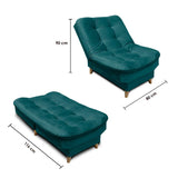 Silla Poltrona fendik Turquesa 80x90cm De Un Puesto Reclinable con Apoya Brazos
