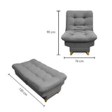 Silla Poltrona Carvallo Gris 76x90cm De Un Puesto Reclinable con Apoya Brazos