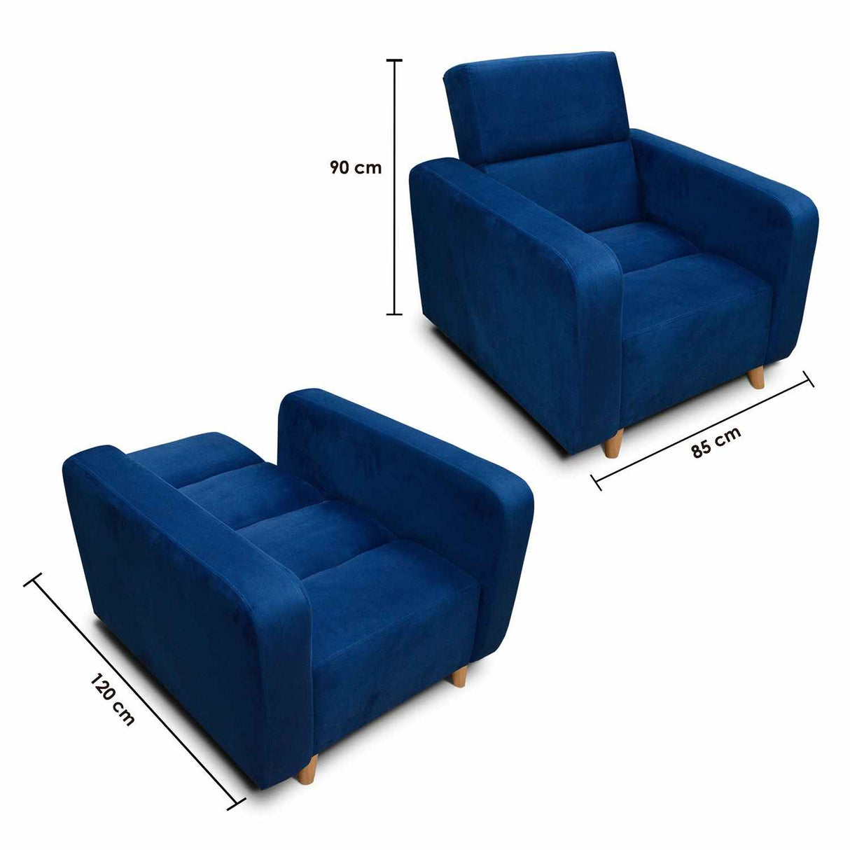 Silla Poltrona Úngaro Azul 85x90cm De Un Puesto Reclinable con Apoya Brazos