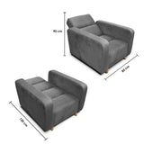 Silla Poltrona Úngaro Gris 85x90cm De Un Puesto Reclinable con Apoya Brazos