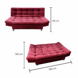 Sofá Cama Esquinero Carvallo Vinotinto 185x100cm De 3 Puestos Reclinable con Apoya Brazos
