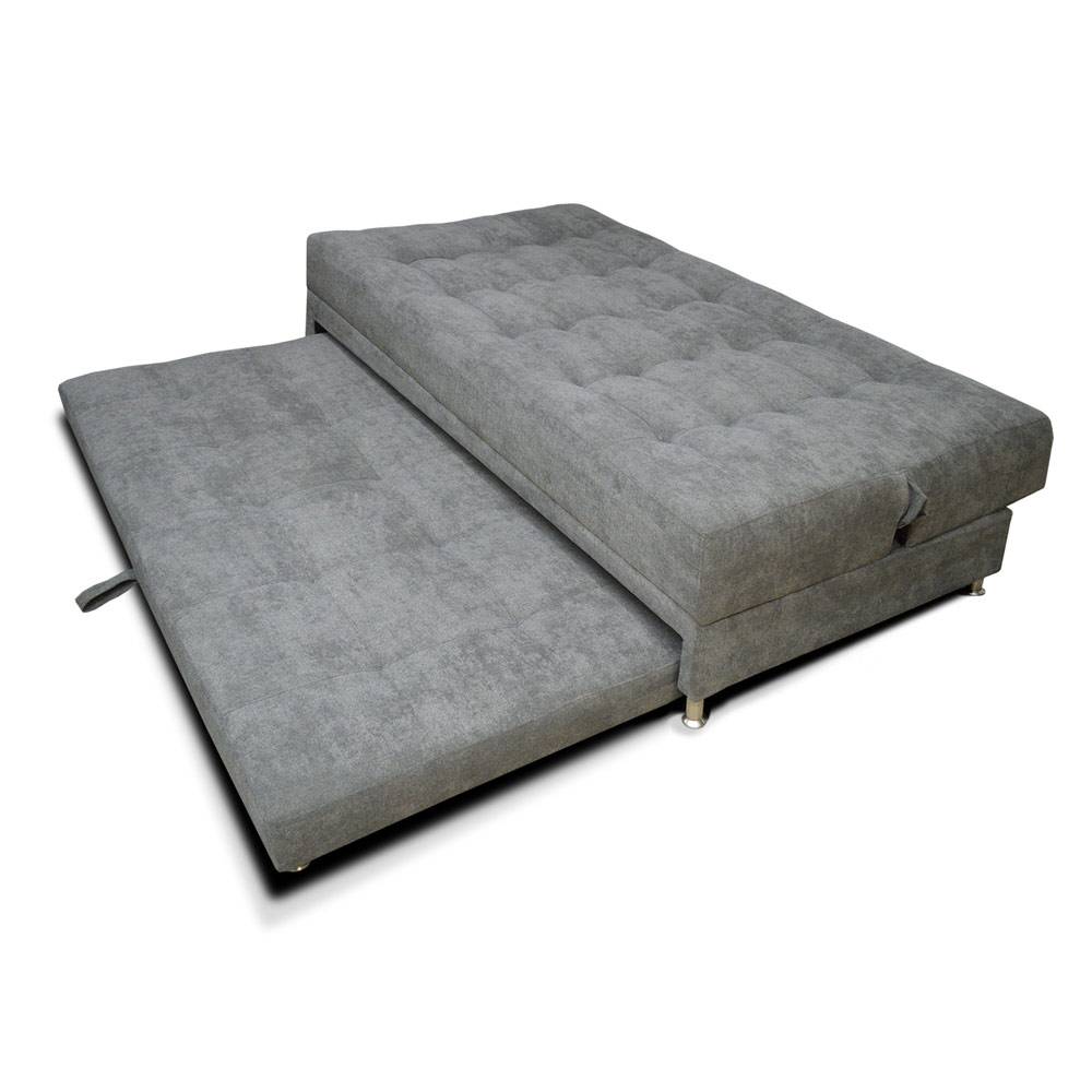 Sofá Cama Gris 190x90cm De 3 Puestos Reclinable sin Apoya Brazos